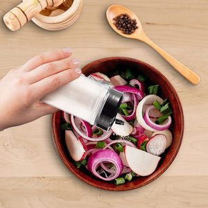 6パック16オンスプラスチックスパイスジャー、黒い蓋付き透明で安全なプラスチックボトル容器、スパイスを保管するためのシェーカー蓋付き