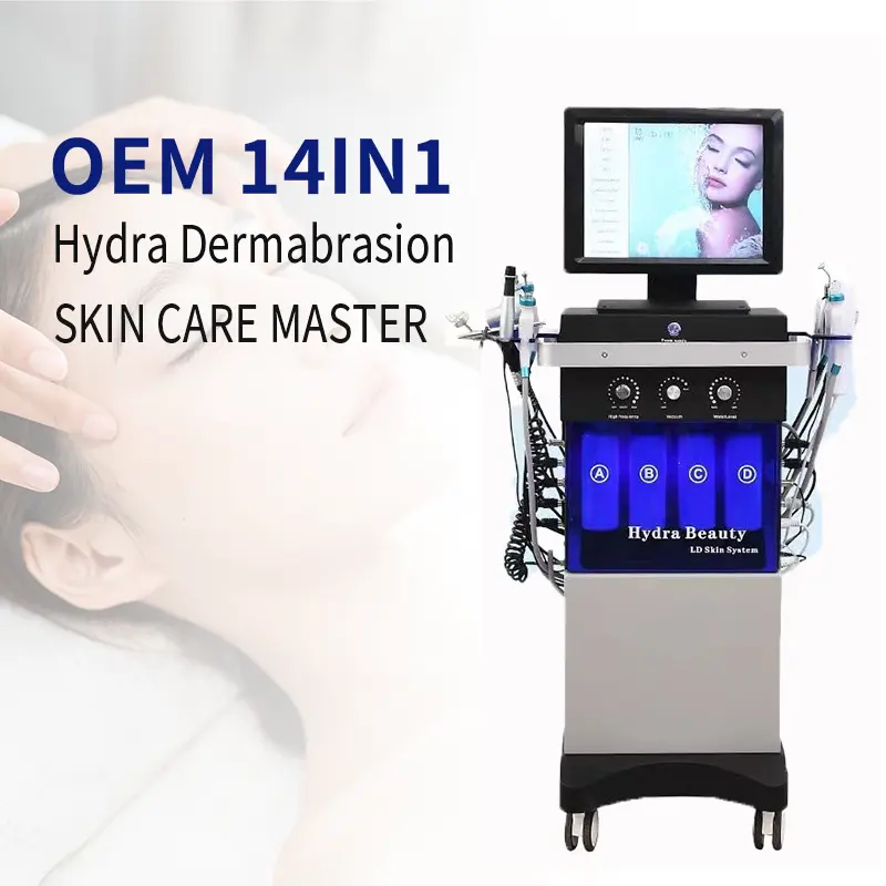 Hotsales 14 in 1 n 12 in 1 10 in 1 h2o2 oxygen facial machine hydra maquina de hidra facial for beauty clinic salon business
