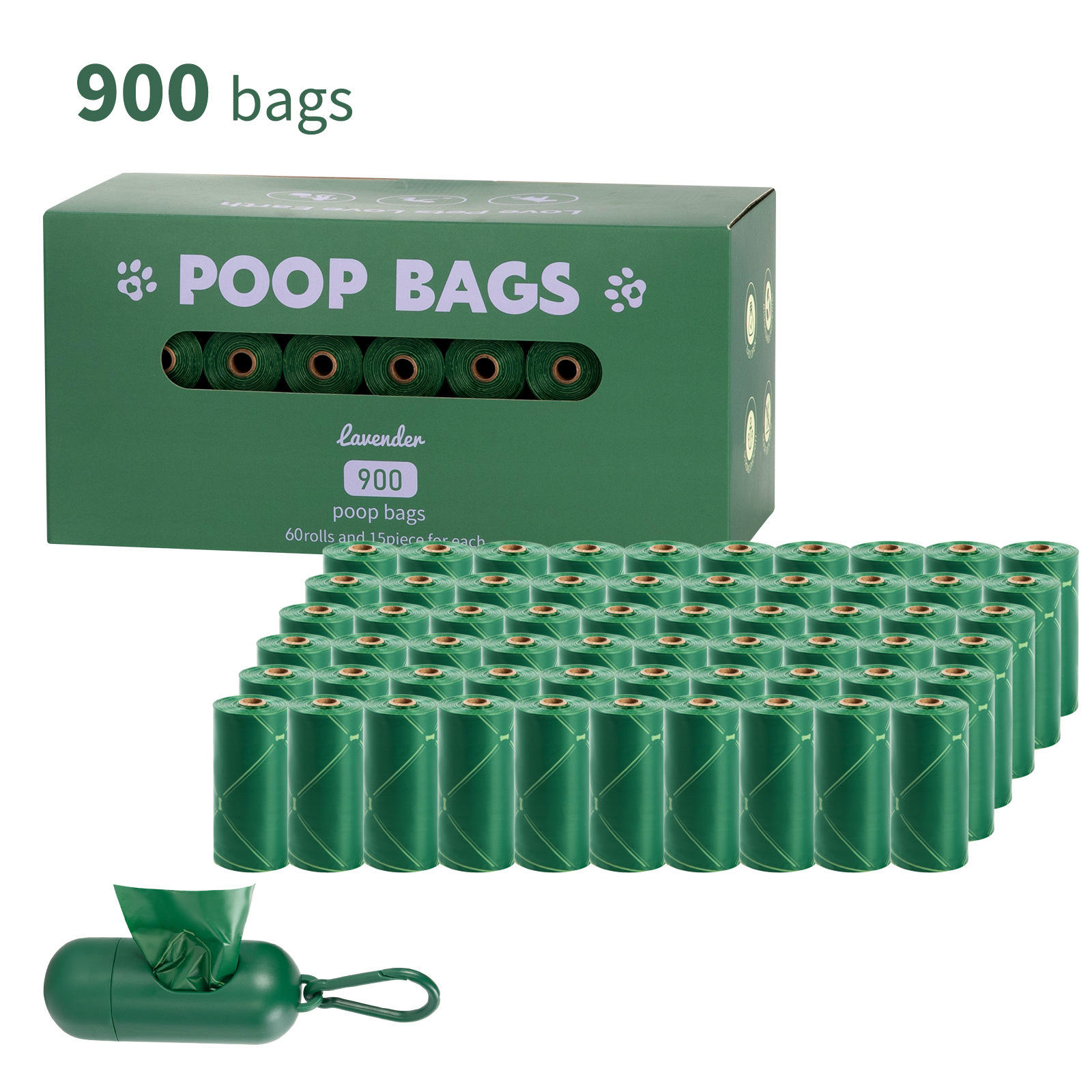 ดาวสี่แฉกสีเขียว 60 ม้วน + กล่องใส่