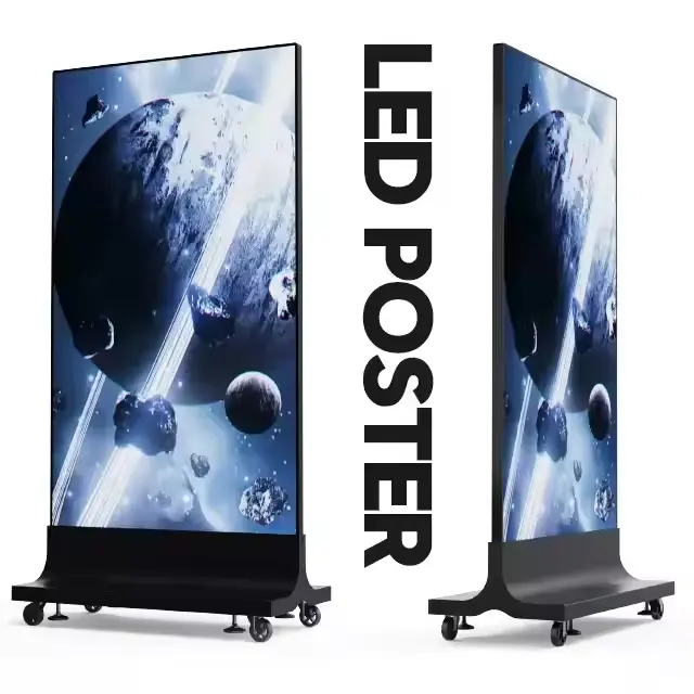 Tela LED para uso interno Hd P2.5 4G, espelho de publicidade portátil para shopping, cartaz de suporte, display LED