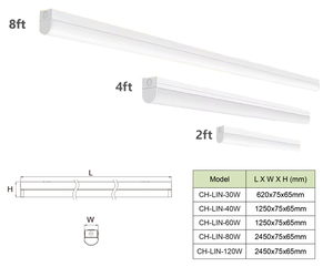 Ticari aydınlatma armatürü ofis Indoor sertifikalı kapalı kullanım 3/4/5000K CCT seçilebilir 8ft Linkable LED doğrusal ışık - Product Image 2