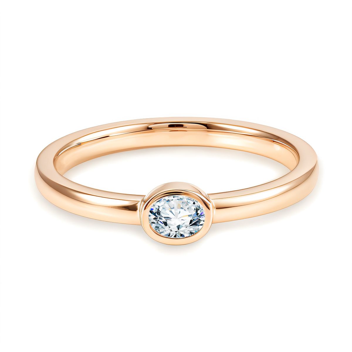 Bague en or jaune 14 carats avec diamant de laboratoire