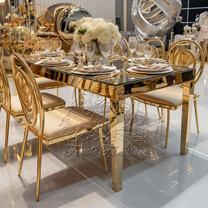 Sang Trọng Vàng Kim Loại Vài Đám Cưới Ưa Thích Đồ Nội Thất Bàn Ăn Phòng Ăn Đặt Cho Cô Dâu Và Chú Rể - Product Image 2
