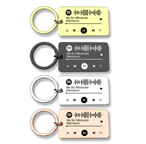 金属キーホルダー工場卸売カスタム音楽プラークキーリング長方形曲キーリングコードスキャンステンレス鋼キーホルダー歌詞 - Product Image 6