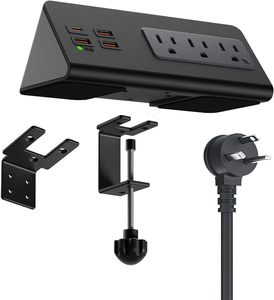 带usb-c端口的床头柜边缘安装电源板桌面电涌保护器台式夹具电源插座，带3个交流插座4个USB - Product Image 3