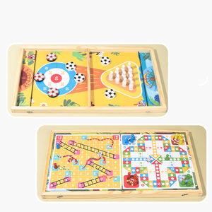 Wholesale Montessori Multi-function Wooden Chess Board <strong>All</strong>-in-one Checkers Playing Game Early Educational Intelligence <strong>Toy</strong> - Product Image 1