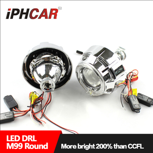 IPHCAR M99 LED ışık kılavuzu çift melek gözler Shrouds HID ampuller ile 35W Mini Bi Xenon projektör Lens kiti - Product Image 6