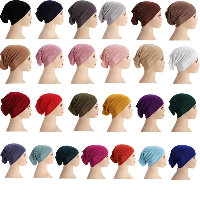 Custom Ladies Square Stretch Cotton Turban Cap Arab Hat new style skin friendly Inner Hijab Cap