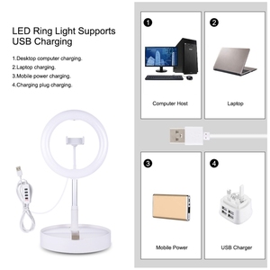 PULUZ10.2インチ26cmUSB3モードLED湾曲携帯電話リングライトスタンドSelfie写真ビデオスタジオライトビデオ用 - Product Image 4