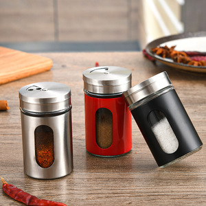 High Quality Multifunction 100ml Small Stainless Steel Glass <strong>Spice</strong> <strong>Jar</strong> for Salt and Pepper - Product Image 3