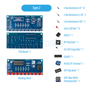 Akan LED ışık kiti NE555 + CD4017 akıllı elektronik kitleri işık su akan LED modülü DIY kiti elektronik ilkeleri öğrenmek - Product Image 3