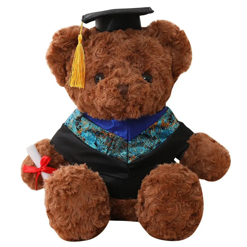 Urso de pelúcia personalizado, boneca de animal de graduação macia para escola, urso de pelúcia