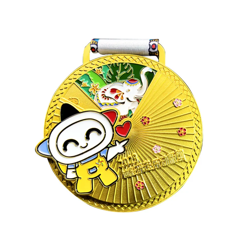 Medalla de maratón deportiva para correr con logotipo de metal personalizado para recuerdo Medalla de metal de aleación de zinc de oro plata bronce 3D