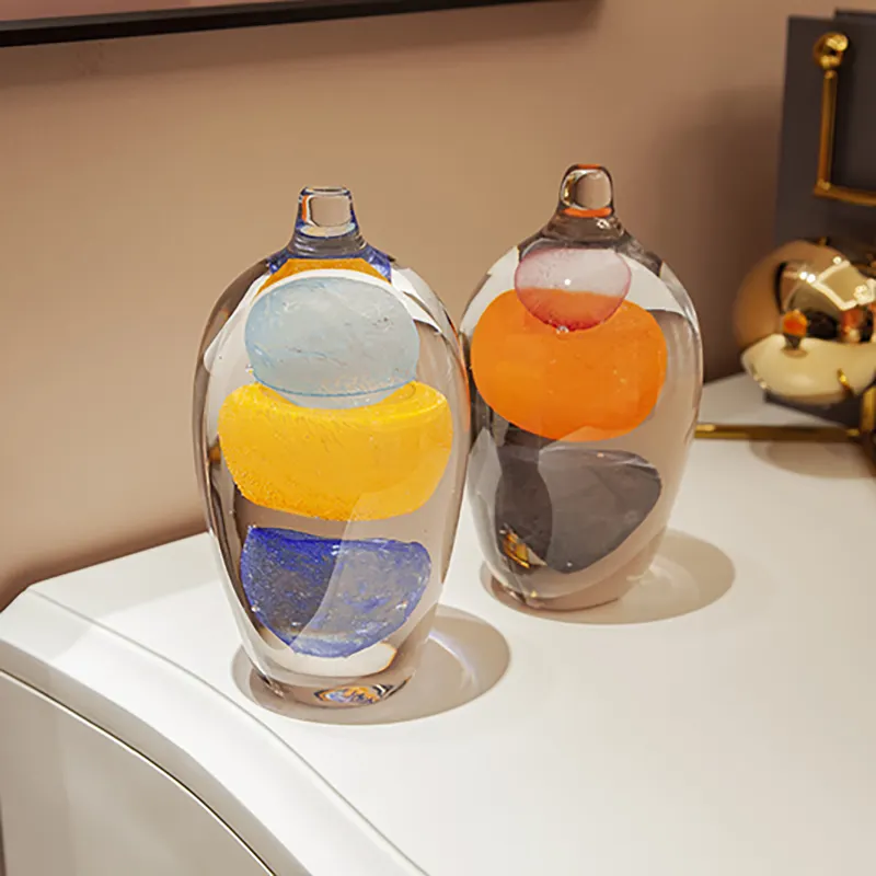 Zwei transparente Kristalls tein raffinierte Kunst glas handgemachte Dekoration Objekt Auszeichnung