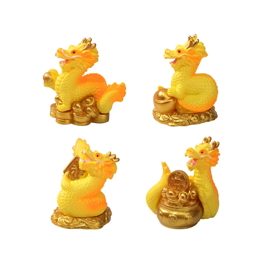 Ornamento del drago del nuovo anno zodiaco oro giallo lingotto bambola decorazione per auto desktop