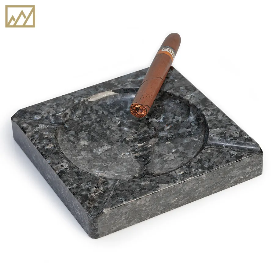 High-grade Luxury Customized Marble Stone Blue Pearl Ashtray Easy Clean Luxury Natural Stone Marble Cigar Ashtray For Hotel