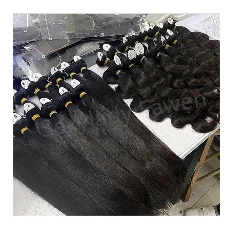 Extensão de cabelo brasileiro, vendedores de osso liso, pacote de extensão de cabelo humano virgem alinhado de cutícula cru