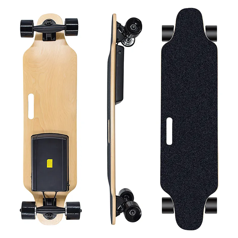 Papan Seluncur Elektrik, Skateboard Elektrik Roda Pu Dorong Ganda E Kick Skateboard