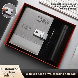 Aangepaste Multifunctionele Slimme Powerbank Elektronische <span class=keywords><strong>Notebook</strong></span> Usb Drive En Pen Geïsoleerde Fles Cadeau Set Met Draadloos Opladen - Product Image 2
