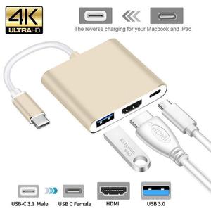 Hardware Software USB3.1 Tipo C a 4K HDTV USB 3,0 Estación de acoplamiento 3 en 1 USB C Hub - Product Image 3