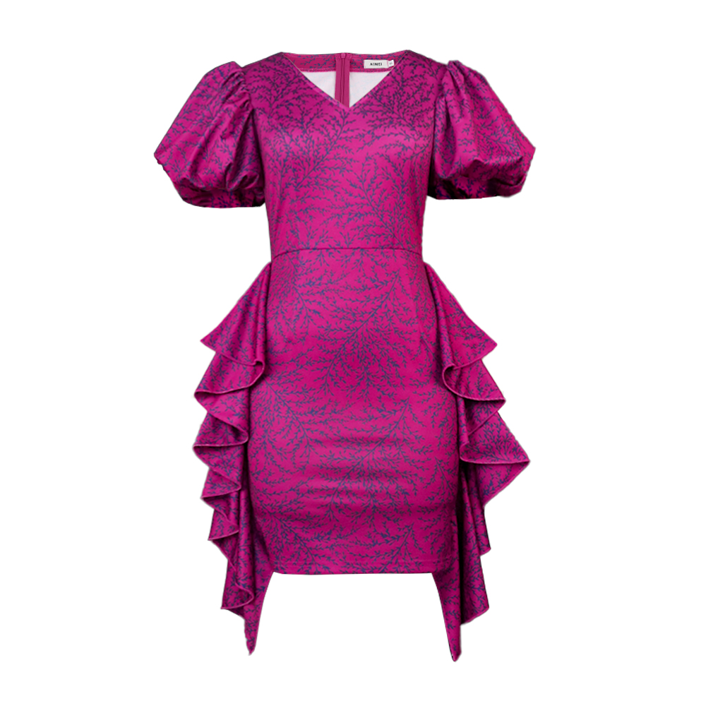 Rose Sexy Party Shiny Spaghetti Empire Sheath Women's Prom Ruffles Dresses