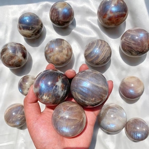באיכות גבוהה מלוטש טבעי זהב Sunstone מונסטון כדורי קריסטל עם זהב כחול פלאש