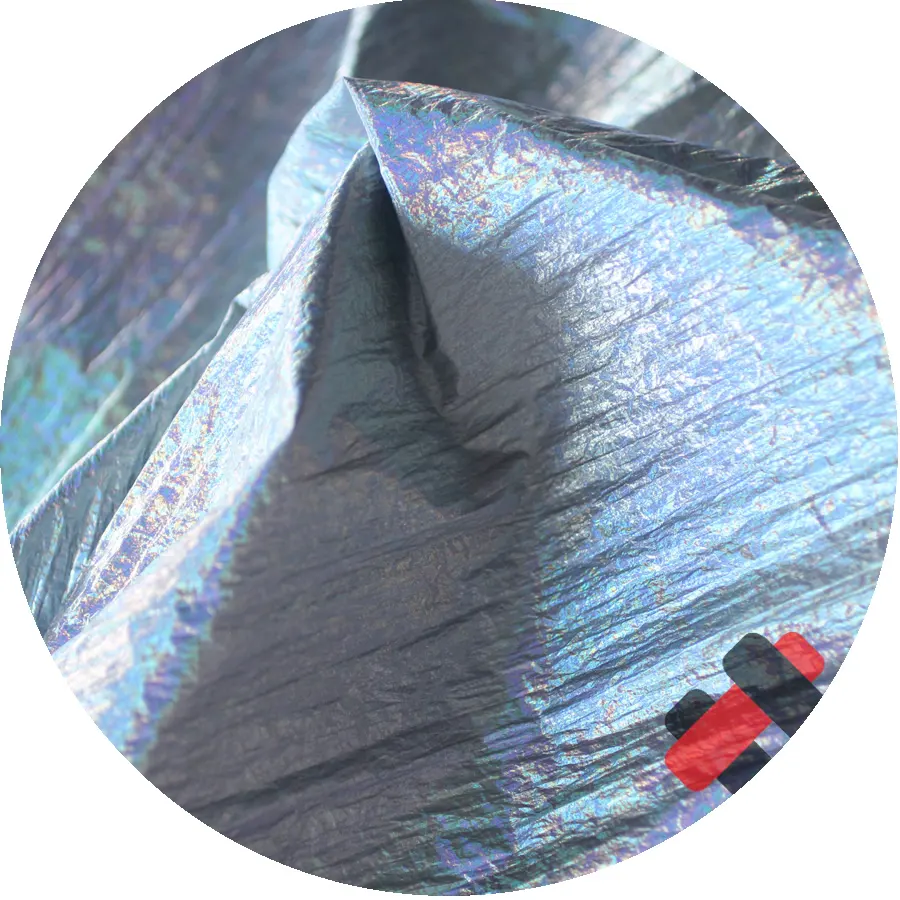 Silber bunte Crinkle Nylon Hologramm Effekt Stoff für Arten tragen