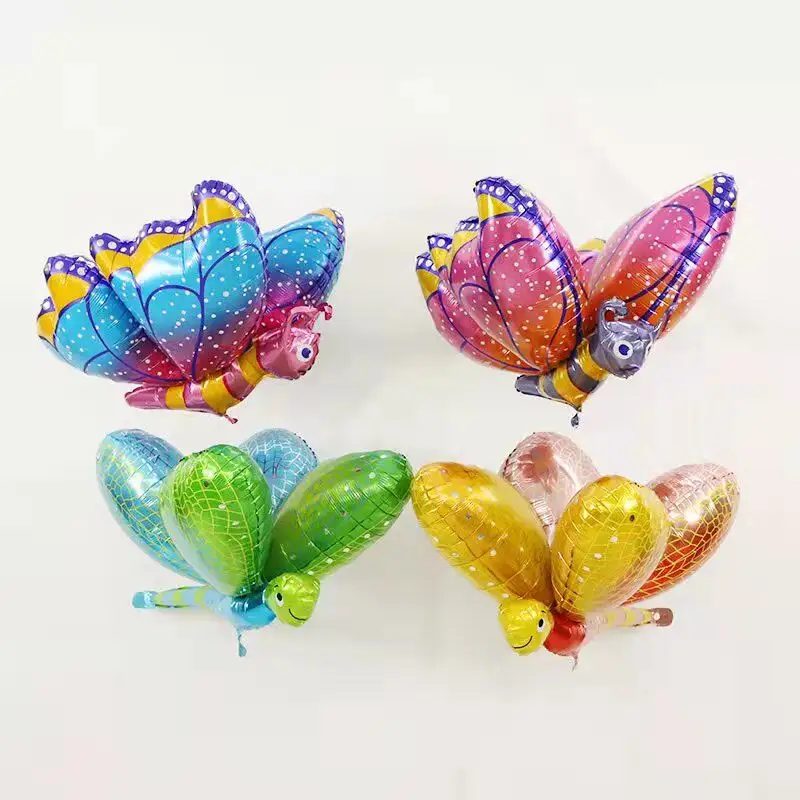 Nuovo arrivo estate giocattolo per bambini colorato personalizzato 3D farfalla libellula foglio di alluminio palloncino cartone animato palloncini di buon compleanno