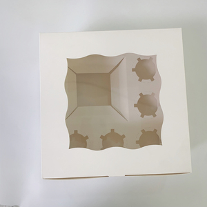 定制徽标便当蛋糕和纸杯蛋糕包装10x10x 5英寸350克象牙卡白色蛋糕盒，带小蛋糕插入物 - Product Image 2