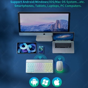Teclado retroiluminado arcoíris para tableta Android, iOS, Windows, ratón, conjunto inalámbrico árabe, ruso, coreano, para iPad, nuevo