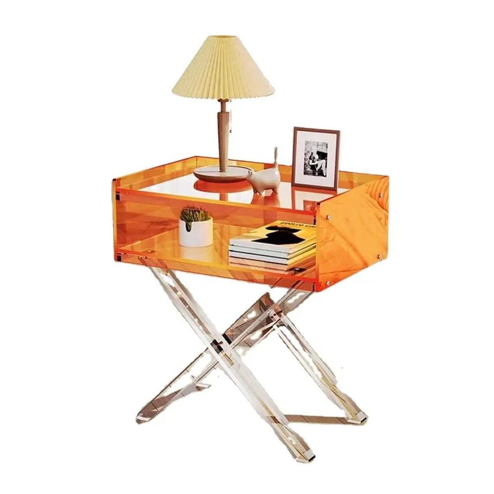 Arancione Amazon vendite calde acrilico tavolino con il prezzo di fabbrica di colore del tavolino da caffè vassoio per il caffè soggiorno camera da letto scrivania
