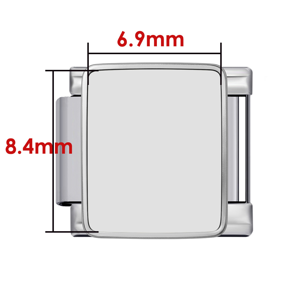 Square with silver base, 6.9*8.4mm - J1985