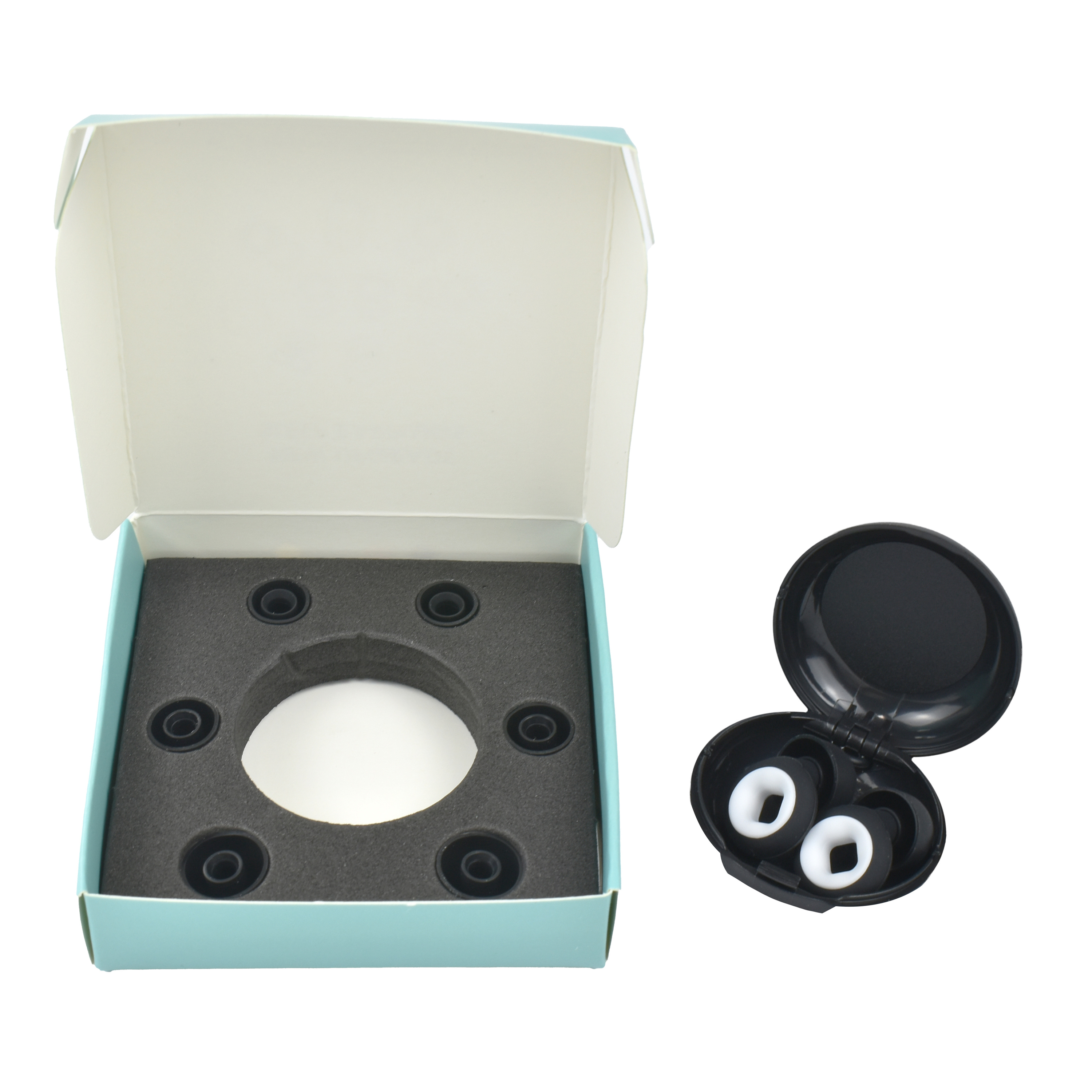 Pièce de cuivre de couleur noire blanche avec 3 paires de bouchons d'oreille