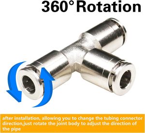 1/<strong>4</strong>&quot; X 1/<strong>4</strong>&quot; X 1/<strong>4</strong>&quot; <strong>OD</strong> 3-Way Tee Shaped <strong>Tube</strong> Pneumatic Parts Stainless Steel Quick Connect Fittings Push Connectors Air - Product Image 5