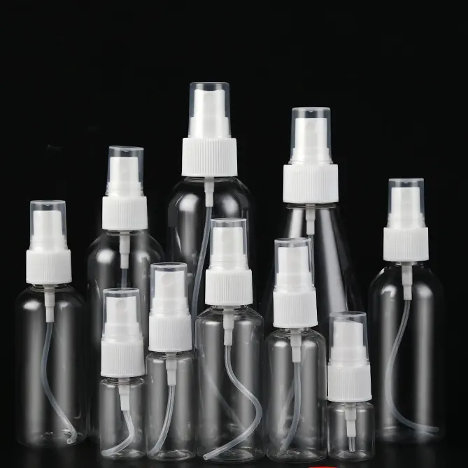 Yüksek kaliteli küçük parfüm Atomizer şişeleri 2 oz sprey pet ince sis 100ml püskürtücü şişe