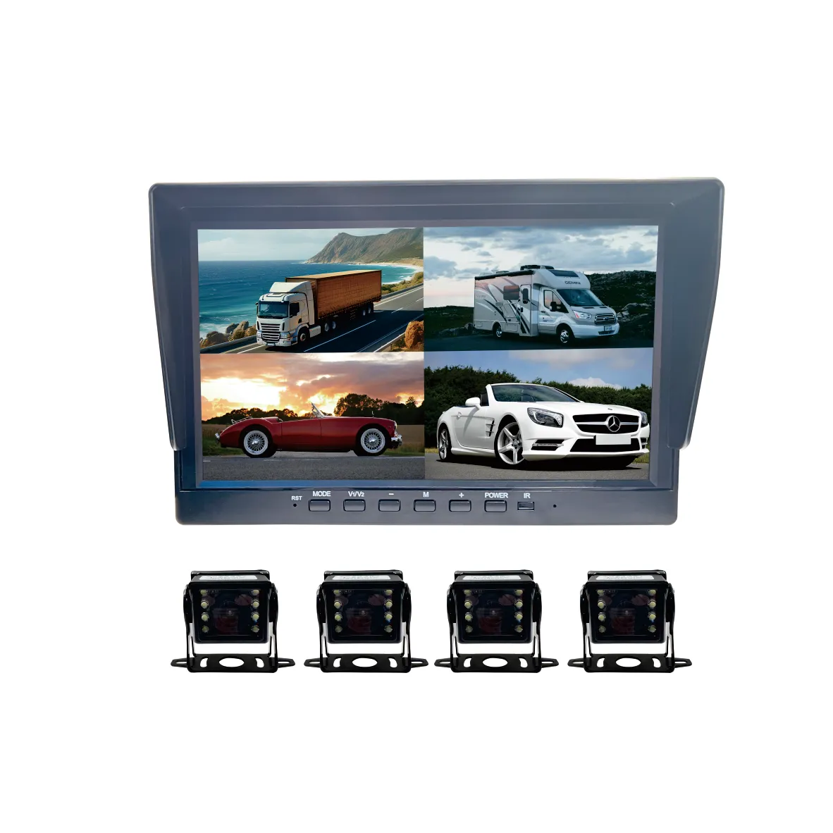 7 zoll hd fahrzeugüberwachung quad-view lkw-monitor bus-kamerasystem personenwagen umkehrbildauflage bildschirm