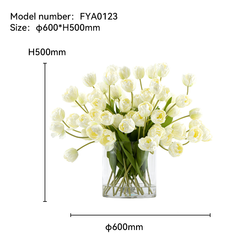 Tulipán Artificial con Jarrón de Cristal - FYA0123