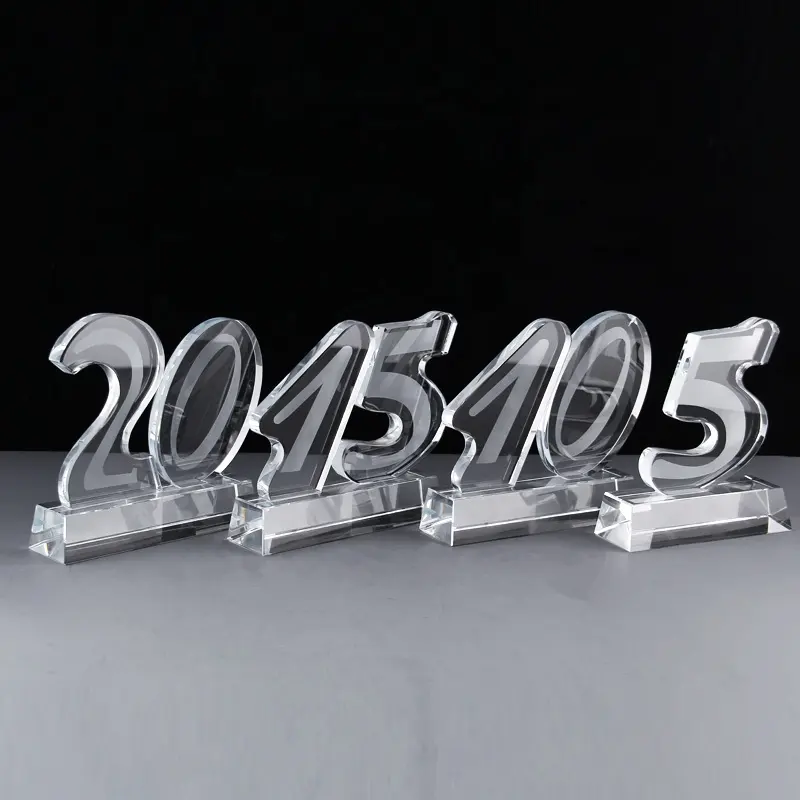 Arabic numerals Shape Design 5/10/15/20 Years Anniversary Crystal Award Plate Mementos Trophies Gift