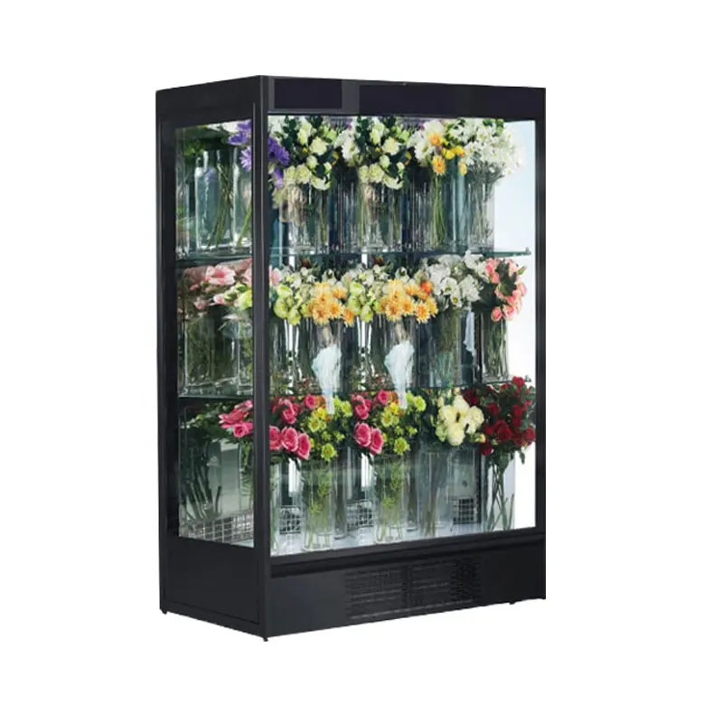 Vitrina comercial para flores, puerta de vidrio, refrigerador de flores