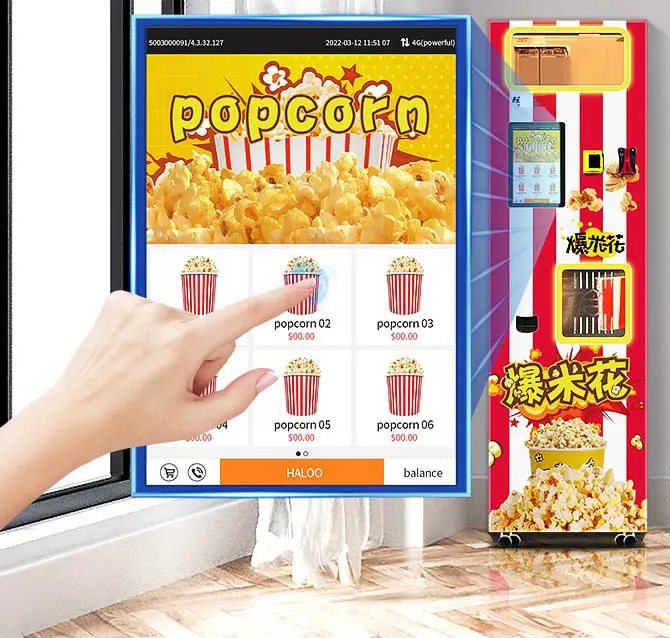 Distributore automatico di Popcorn Smart Touch Screen con 2 gusti per distributore automatico di Popcorn Snack Food per uso commerciale