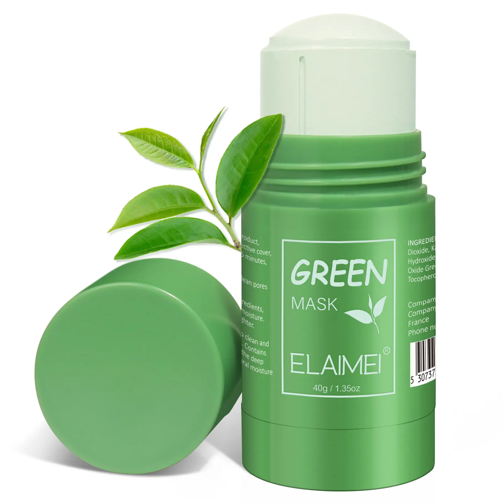 ELAIMEI-Película de barro de té verde, mascarilla facial de arcilla verde para el cuidado de la piel, blanqueamiento nutritivo, limpieza hidratante, té verde