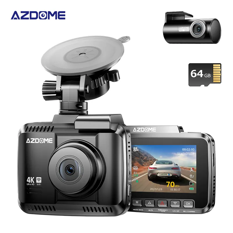 AZDOME GS63H Pro 2.4 Polegada Dupla Frente e Traseira Smart Dash Camera 4K Wifi GPS Dual Lens Car DVR Dashcam Com GPS Wifi 4K Dash Cam