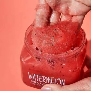 Schlussverkauf Eigenmarke bio-Bohnen-Gehäuse-Schrubben wassermelone Körperpeeling Reinigung Hydratisierung Entfernen von abgestorbener Haut Körperpeeling