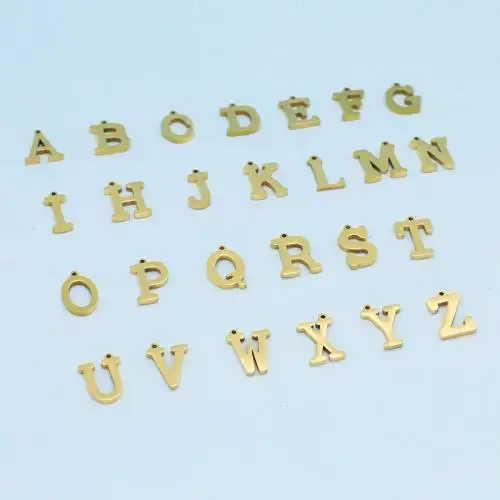 Alfabe kolye paslanmaz çelik harfler a-z alfabe kolye uçları cilalı moda takı DIY Unisex 840383