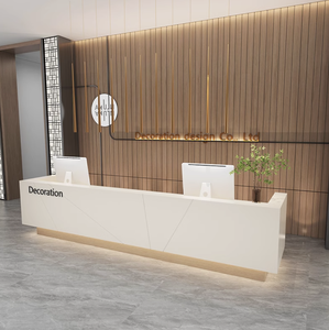现代风格独特设计定制办公接待柜台实心表面柜台接待台 - Product Image 6