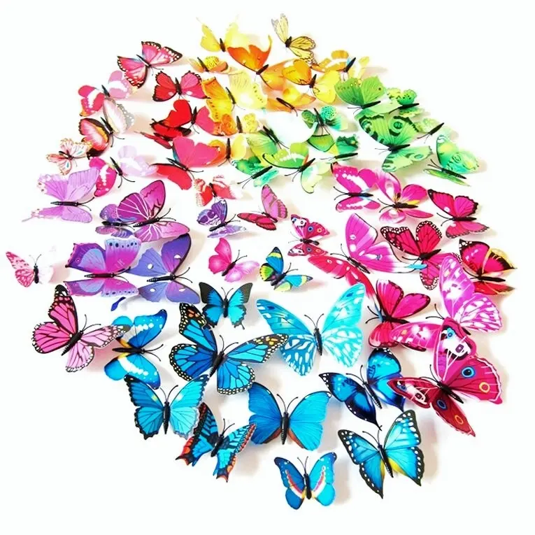 QAKGL Papillons 3D Stickers Muraux Art DIY PVC Décors Amovibles Décorations De Mariage Stickers Muraux Simples Autocollant