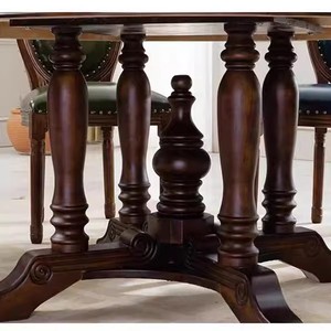 Venta al por mayor de muebles de comedor de estilo americano de color oscuro Crcular multifuncional de madera maciza mesa de comedor - Product Image 2