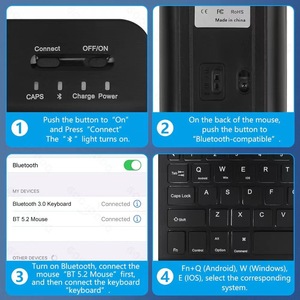 Combo de teclado y ratón inalámbricos para Windows, inalámbrico de 2,4 GHz, ratón compacto, para PC, Laptopm, batería recargable de larga duración - Product Image 2