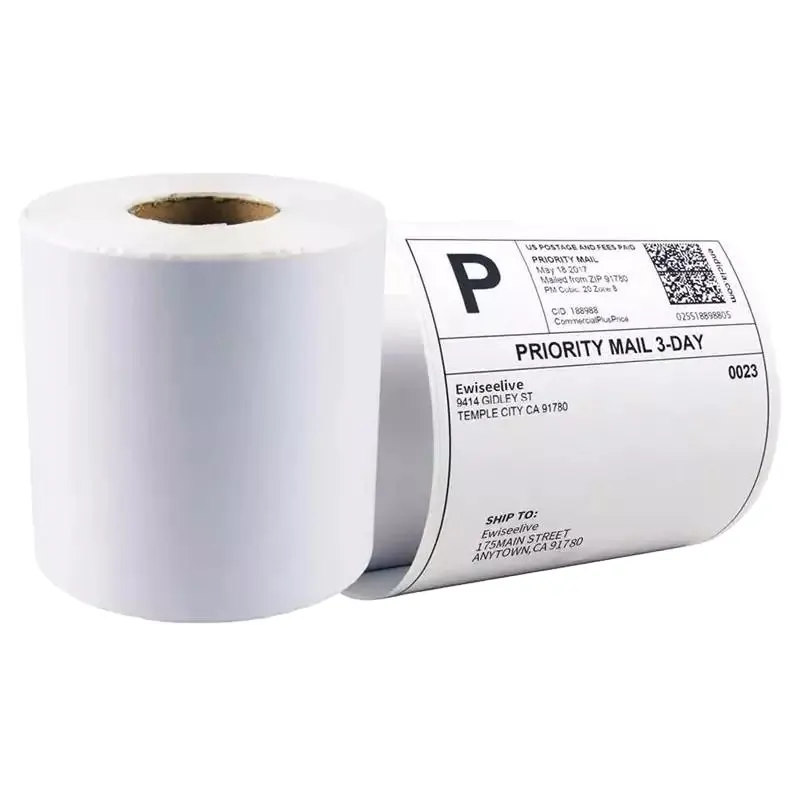 Rollo de etiquetas de código de barras para impresora A6, adhesivo térmico de papel de 100x150mm, 4x6 pulgadas, envío directo en blanco, venta de fábrica