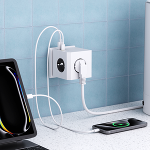 SUOMA New Smart 16A EU Plug <strong>USB</strong> Power Strip <strong>with</strong> 1.5m Cable 3 AC Outlets Extension <strong>Socket</strong> for Europe Standards Charging <strong>Function</strong>